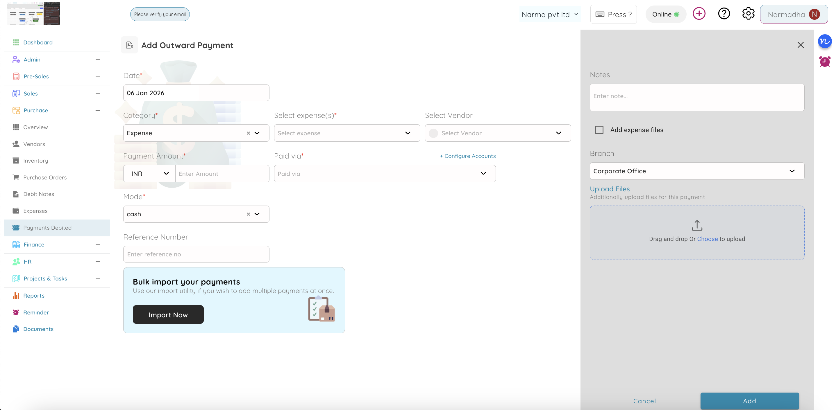 Payment Debit Management